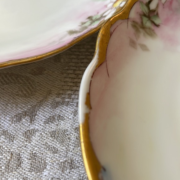 Antique lot of 6 Bavaria porcelain 6” plates gold rim floral design - Picture 3 of 12